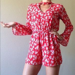 Long Sleeve Floral Romper Dillard's